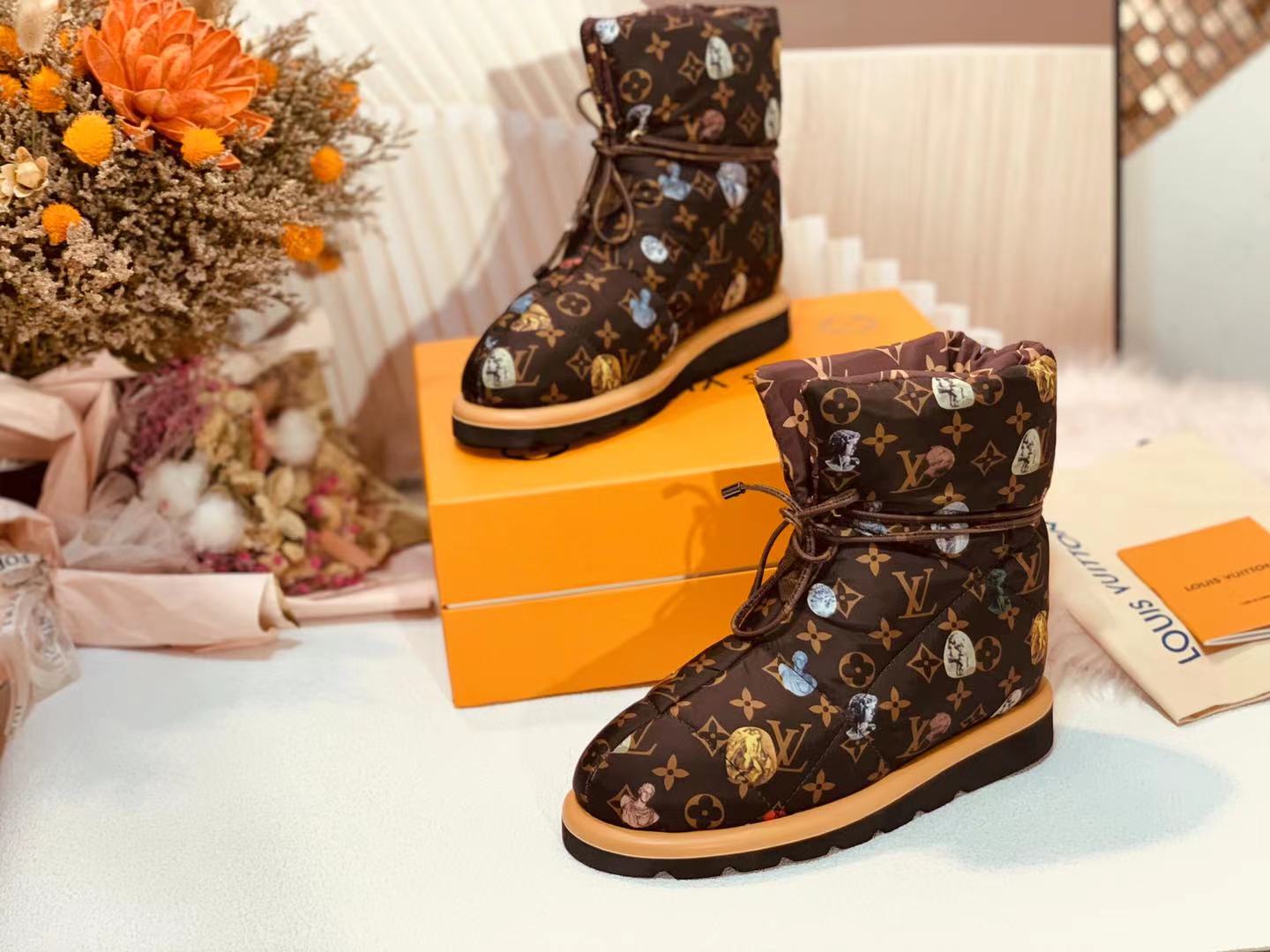 LV PILLOW COMFORT ANKLE BOOT MONOGRAM CANVAS