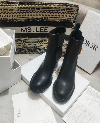 DIOR 30 MONTAIGNE HEELED ANKLE BOOT BLACK SUPPLE CALFSKIN KCI950VSO S900