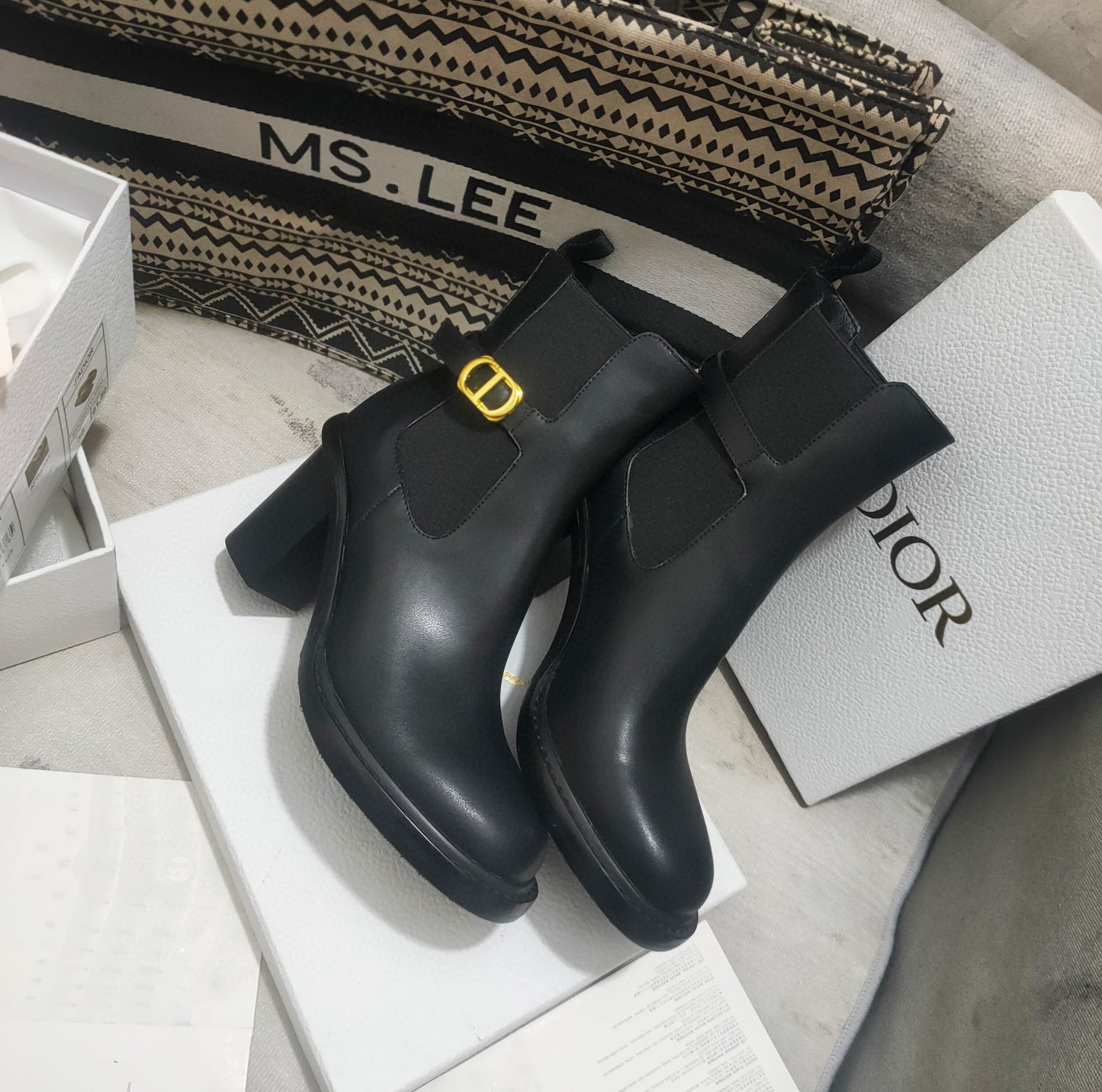 DIOR 30 MONTAIGNE HEELED ANKLE BOOT BLACK SUPPLE CALFSKIN KCI950VSO S900