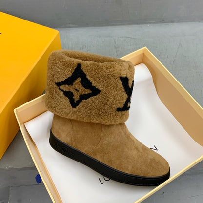 LV SNOWDROP FLAT ANKLE BOOT BROWN