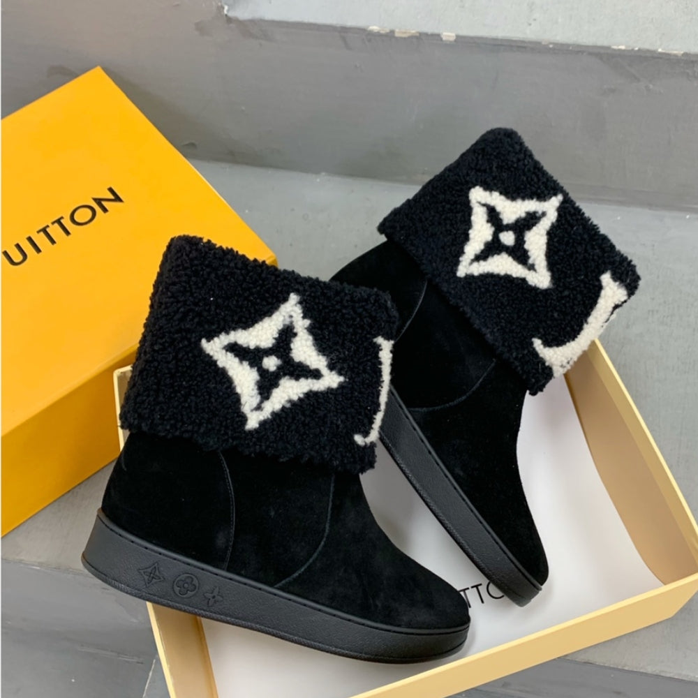 LV SNOWDROP FLAT ANKLE BOOT BLACK 1AACHV