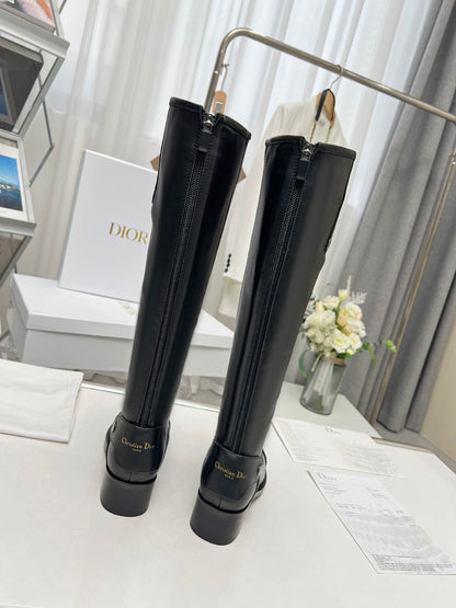 DIOR D FOLK HEELED HIGH BOOT BLACK