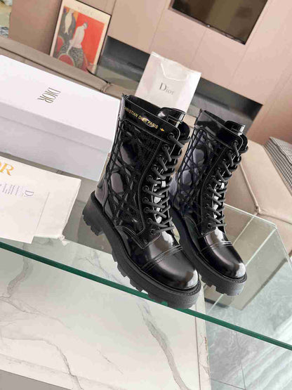 DIOR D UNIT ANKLE BOOT QUILTED CANNAGE CALFSKIN BLACK KCI995CQC S900