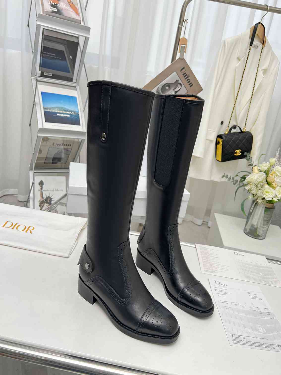 DIOR D FOLK BOOT CALFSKIN BLACK