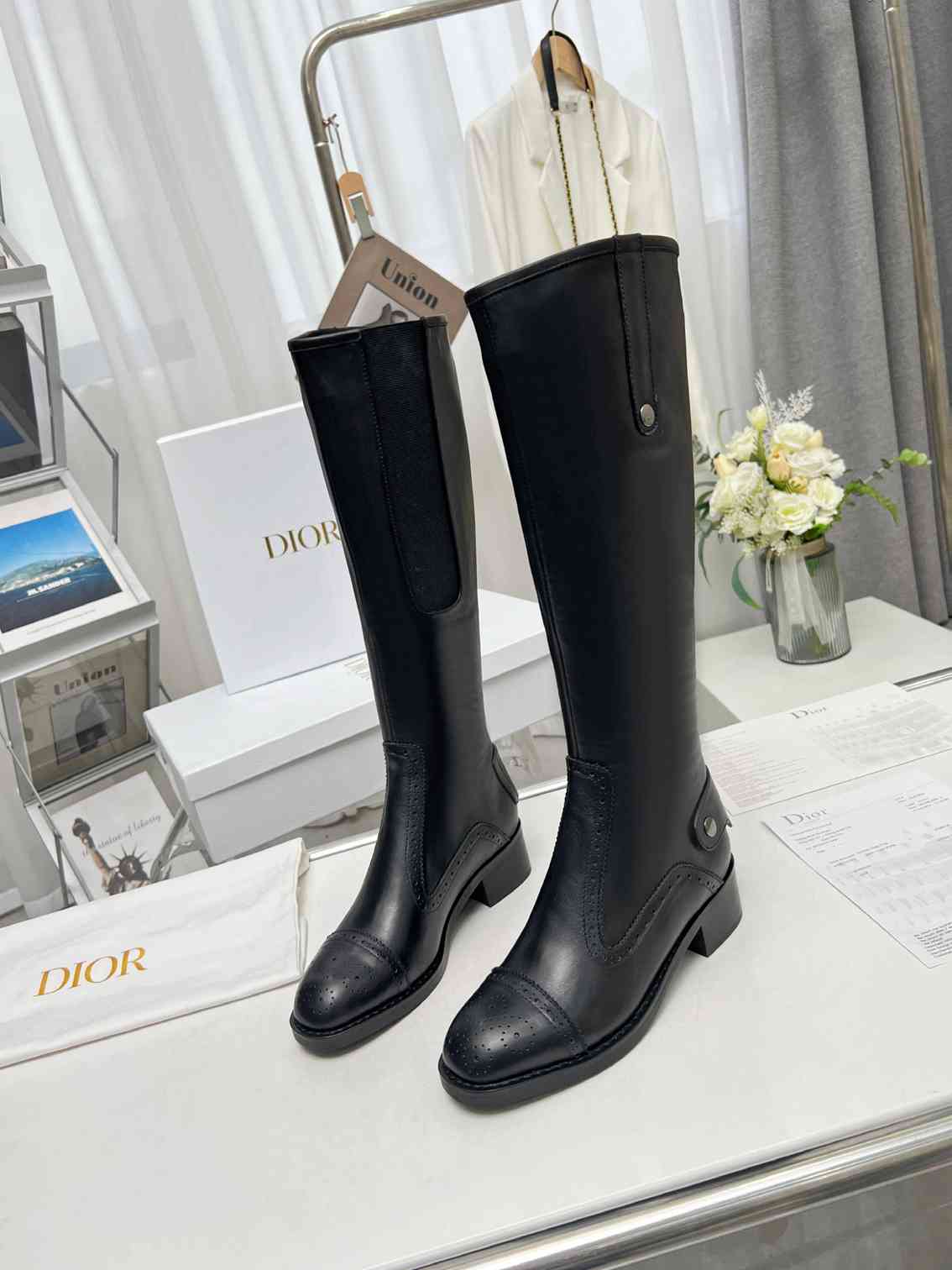 DIOR D FOLK BOOT CALFSKIN BLACK