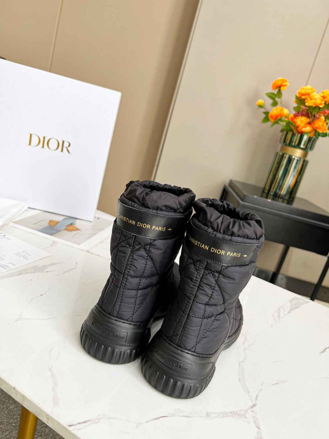 DIOR FROST ANKLE BOOT BLACK QUILTED NYLON BLACK