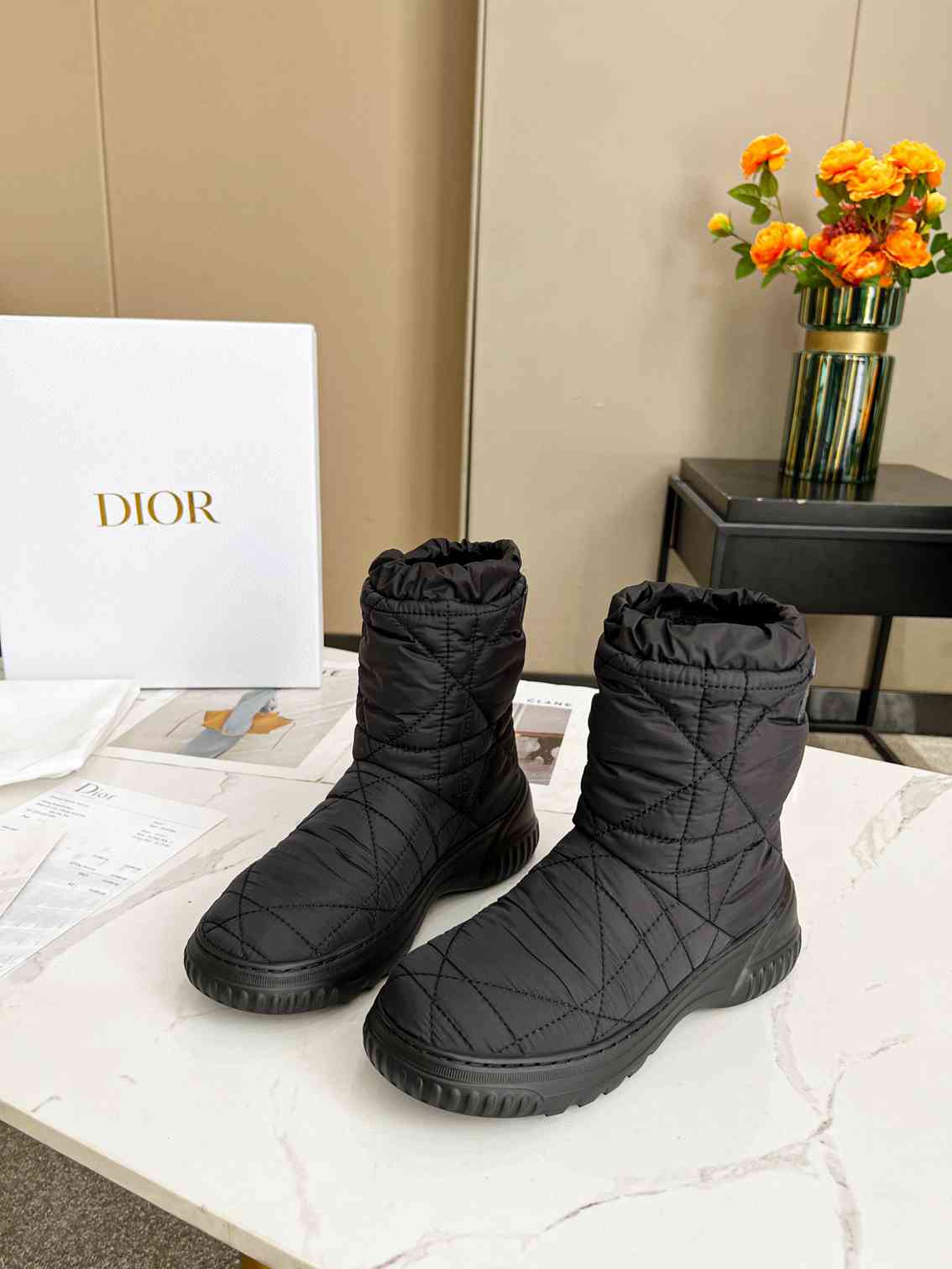 DIOR FROST ANKLE BOOT BLACK QUILTED NYLON BLACK