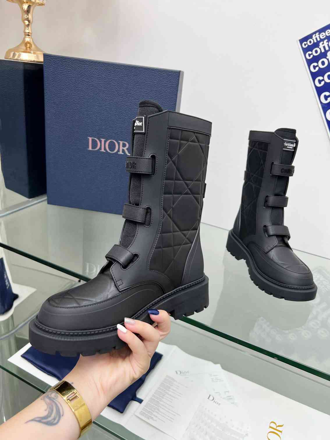 DIOR DIO(R)EVOLUTION ANKLE BOOTS RUBBER MACCROCANNAGE BLACK