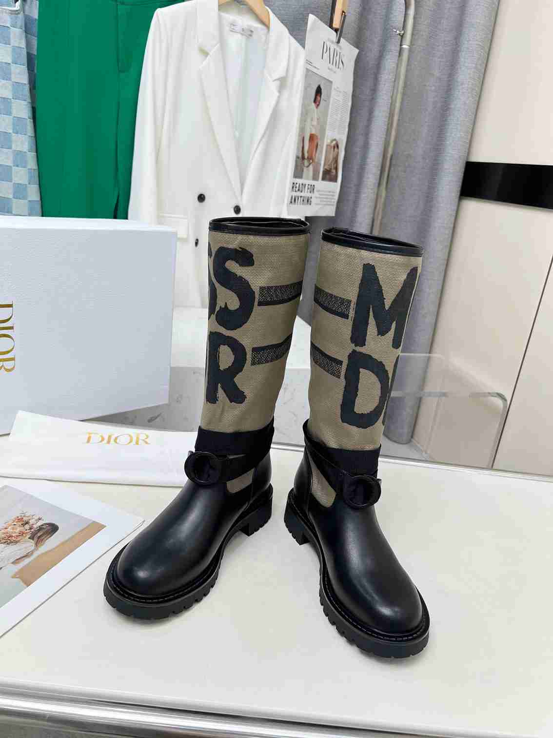 DIOR D MAJOR BOOT WITH MISS DIOR PRINT WARM TAUPE KDI929CMV S44X