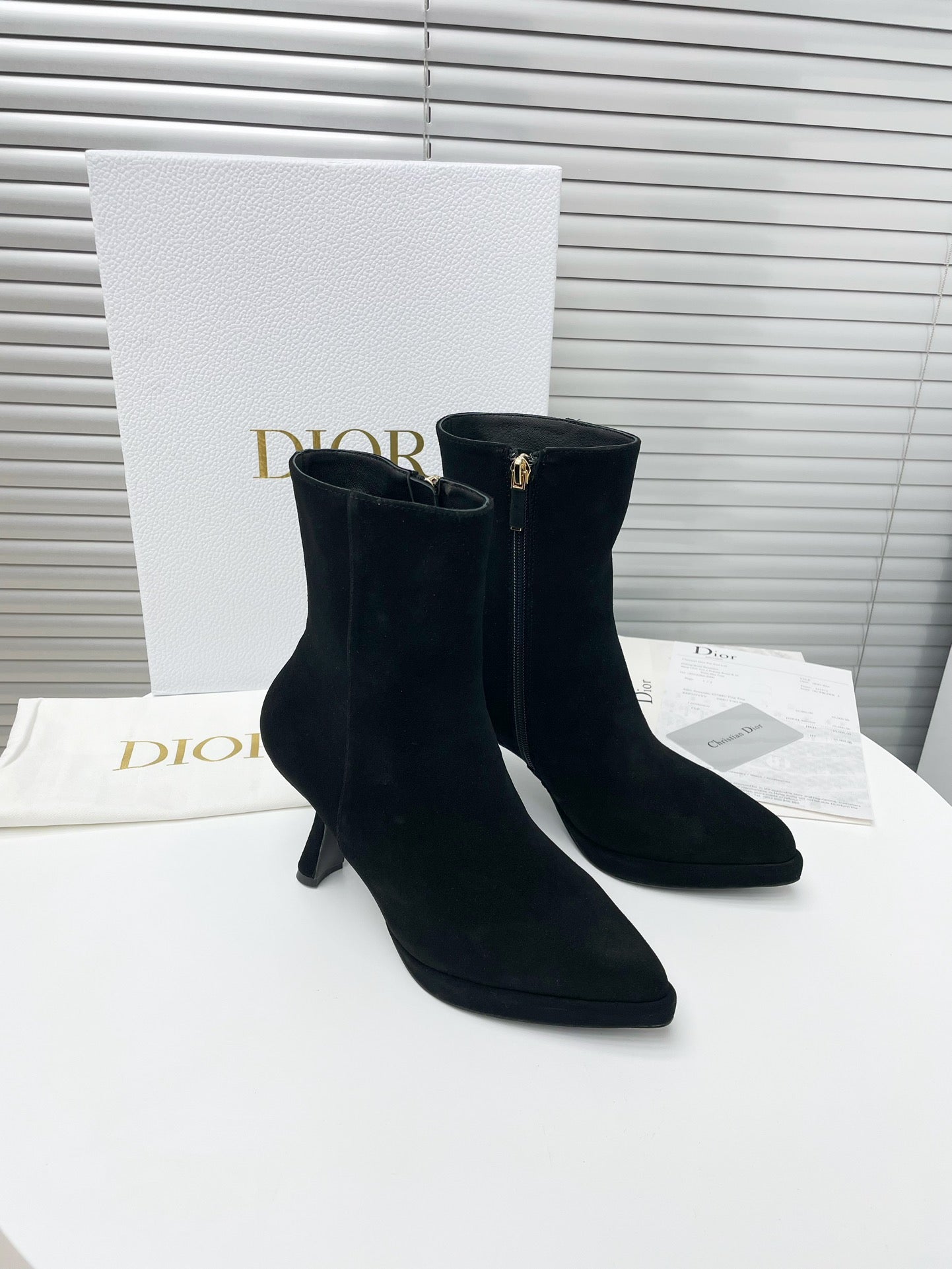 DIOR SUEDE LEATHER ANKLE BOOTS BLACK