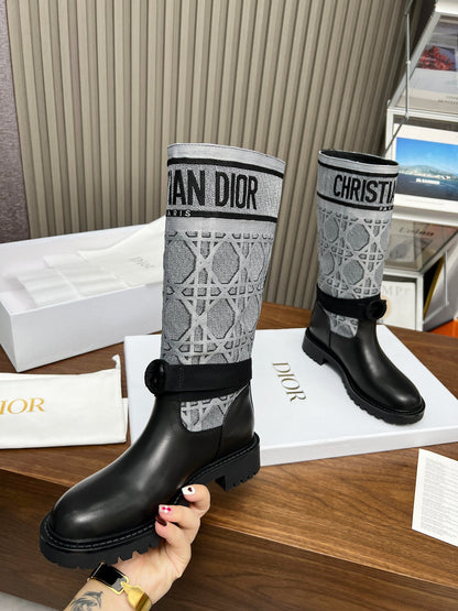 DIOR D MAJOR BOOT CALFSKIN BLACK AND GREY