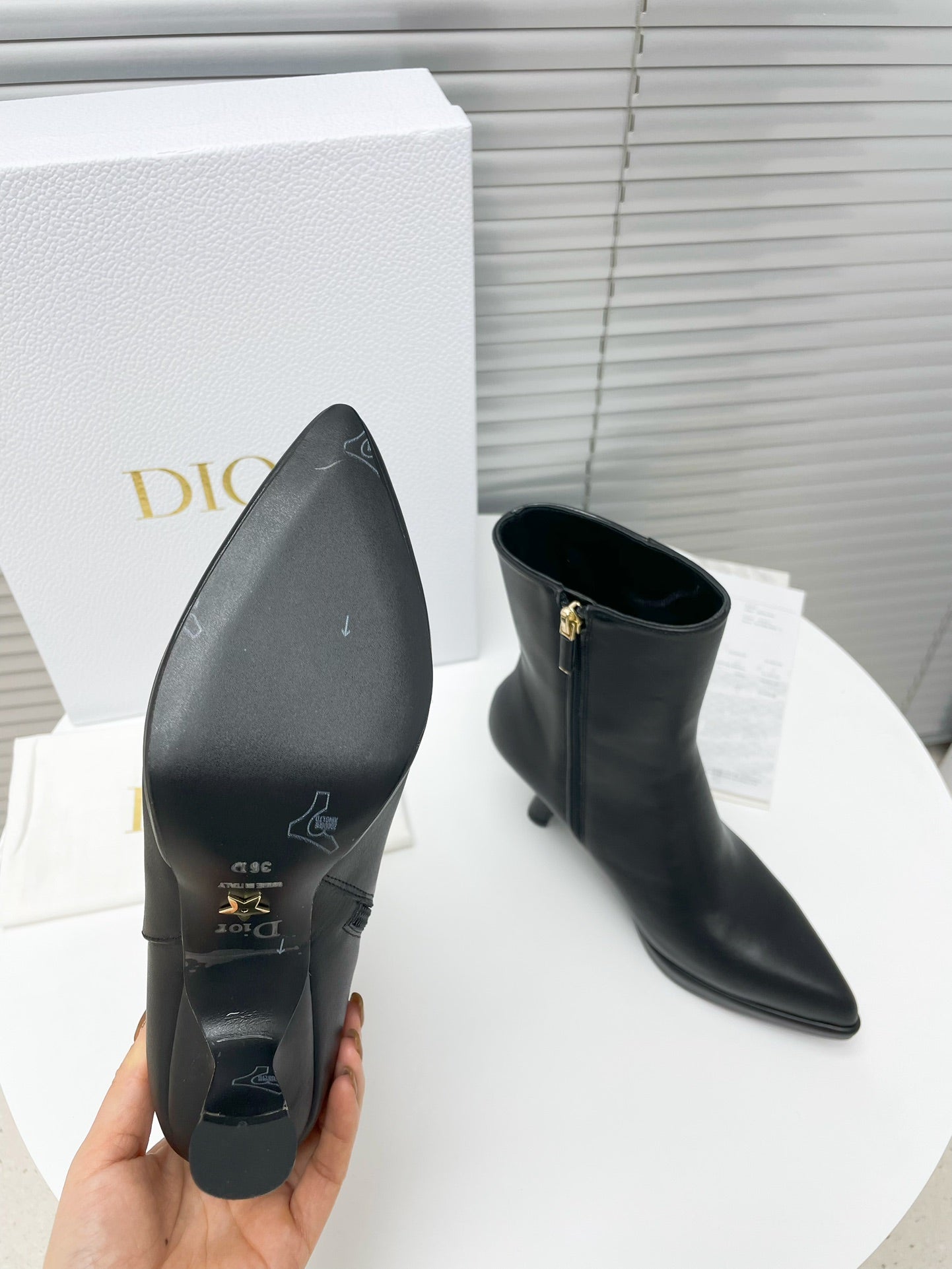 DIOR LEATHER ANKLE BOOTS BLACK