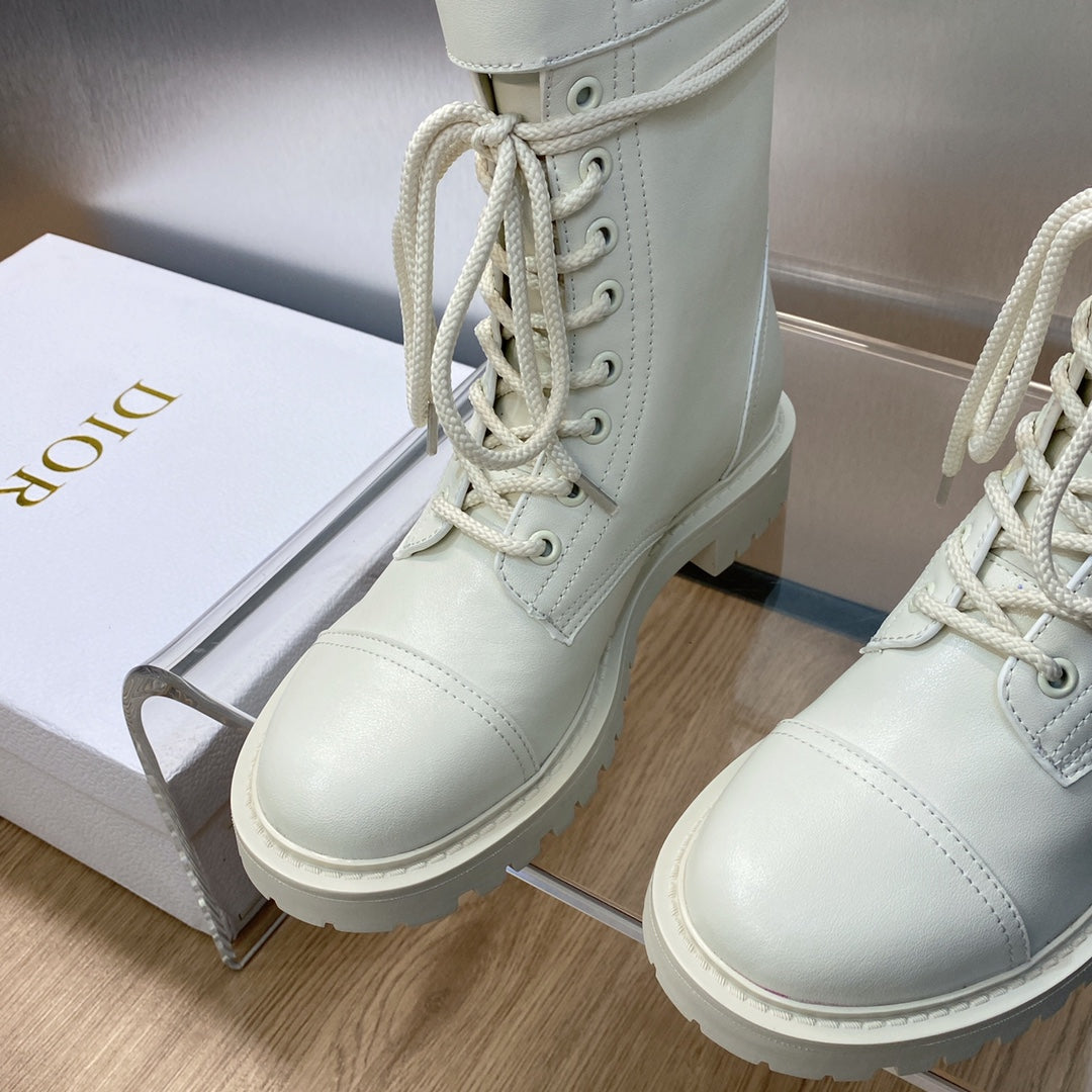 DIOR D TRAP ANKLE BOOT WHITE