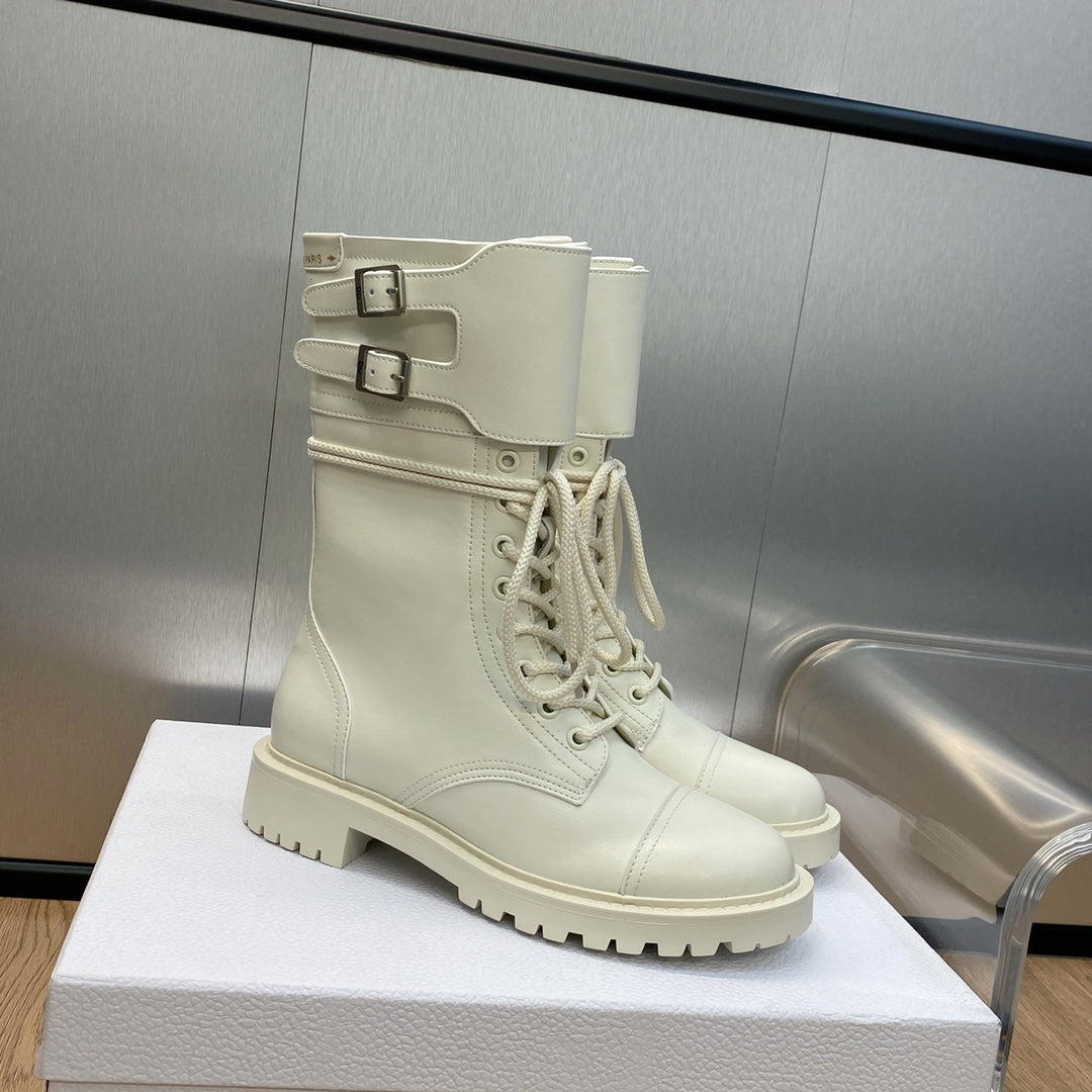 DIOR D TRAP ANKLE BOOT WHITE