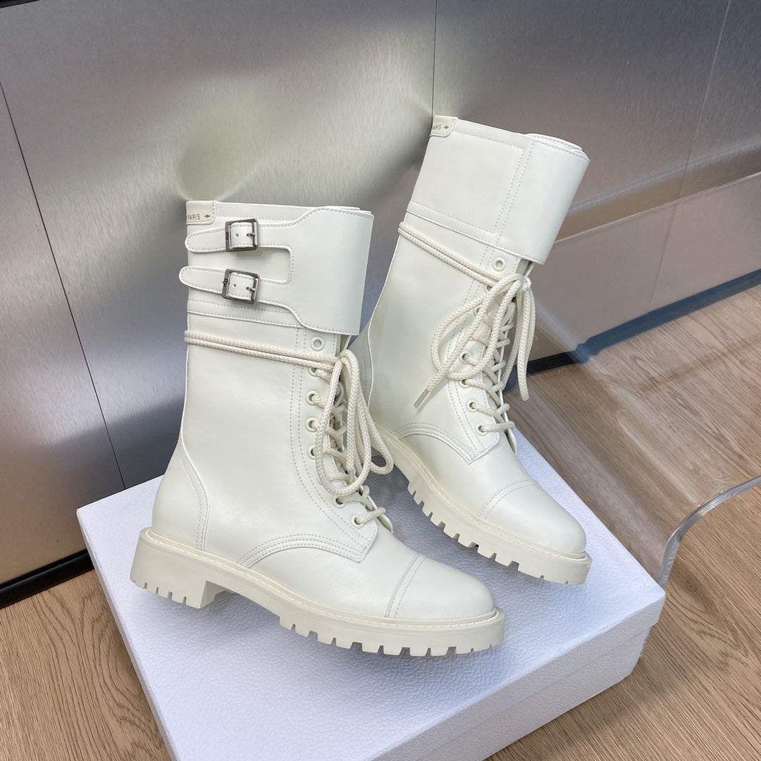 DIOR D TRAP ANKLE BOOT WHITE