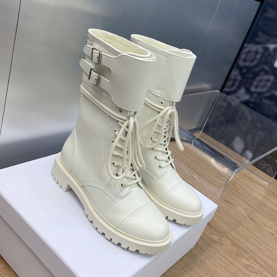 DIOR D TRAP ANKLE BOOT WHITE