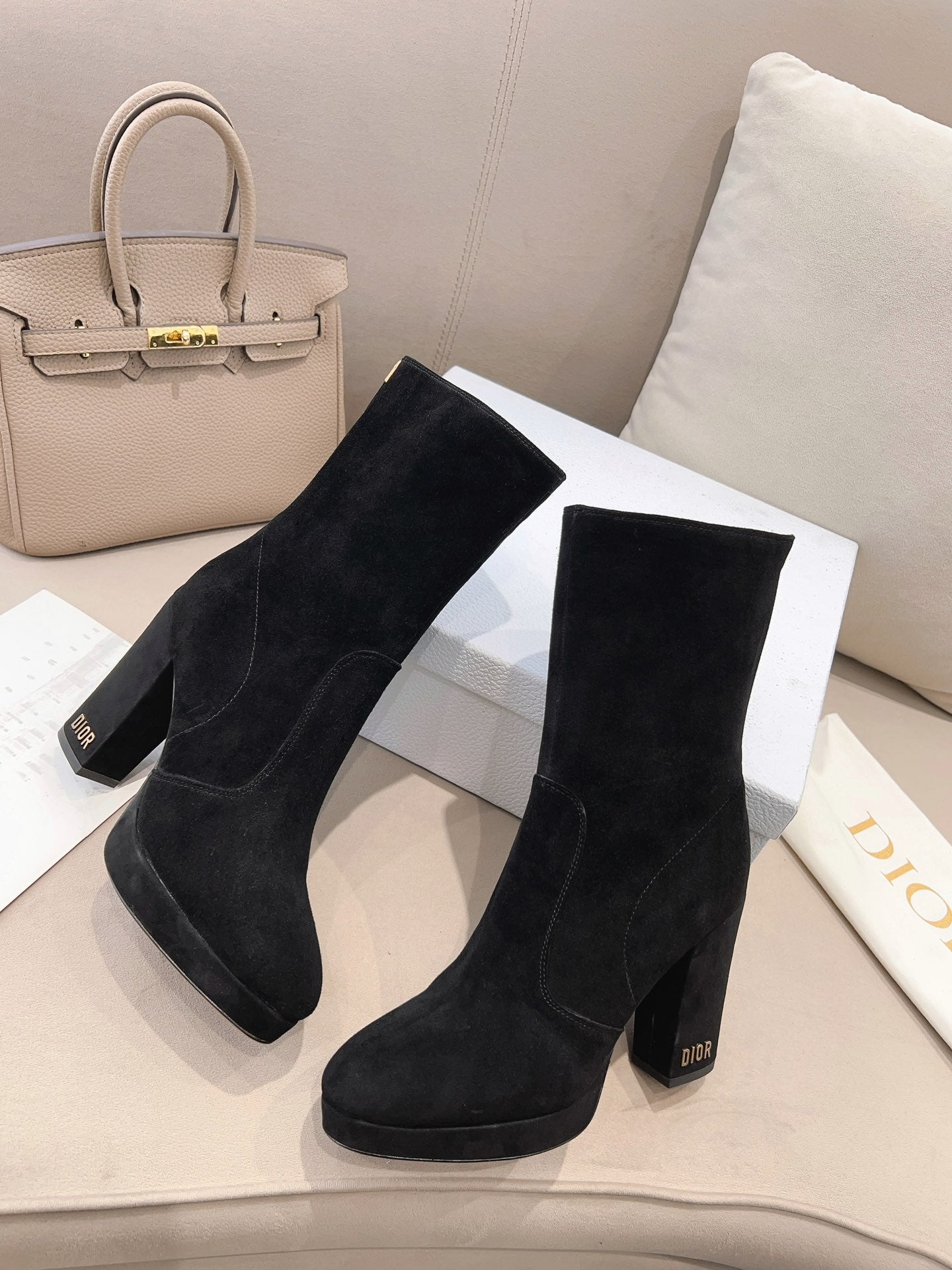 DIOR D RISE ANKLE BOOTS BLACK