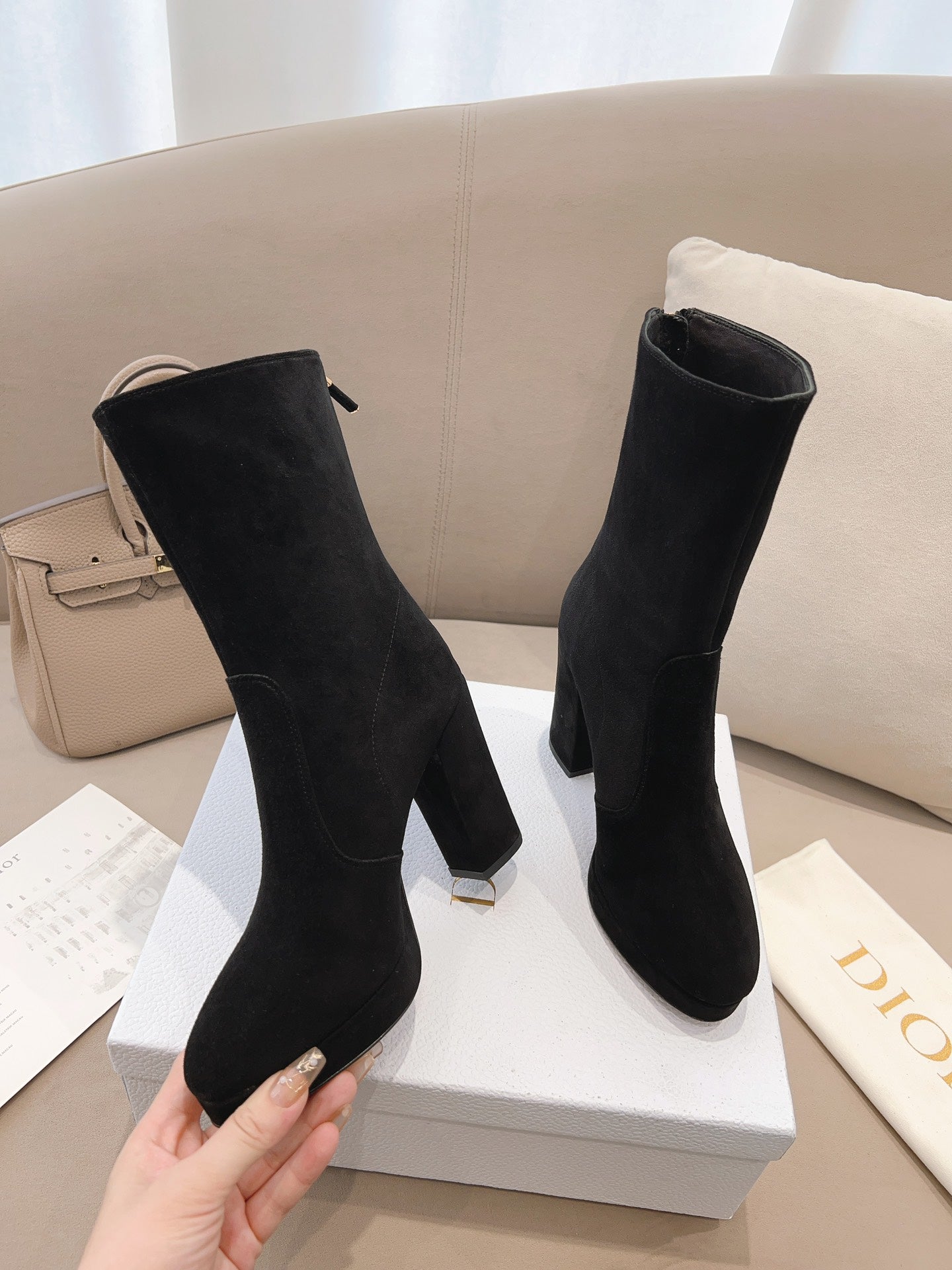 DIOR D RISE ANKLE BOOTS BLACK