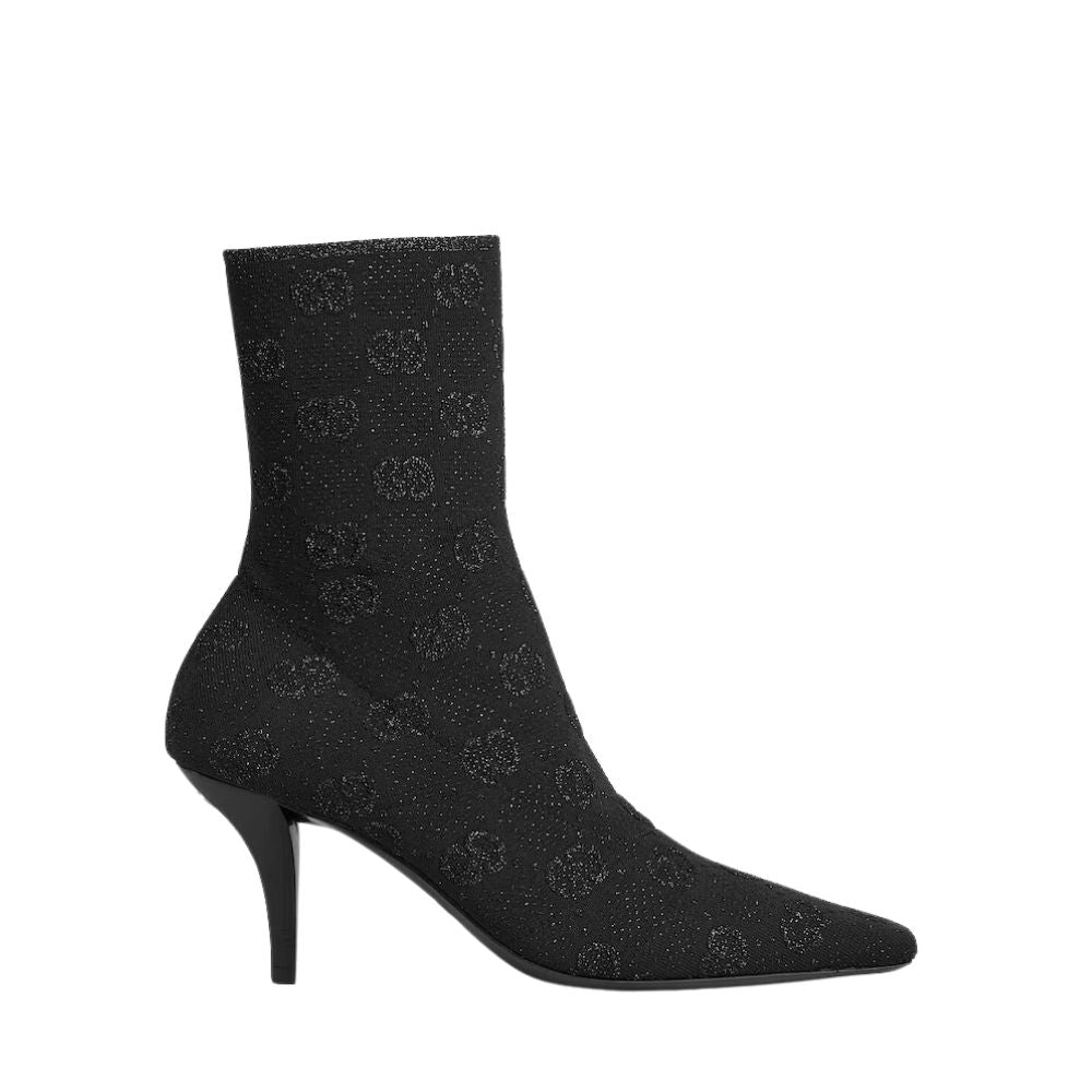 GUCCI WOMEN'S GG KNIT ANKLE BOOTS BLACK 718378 FACFM 8720