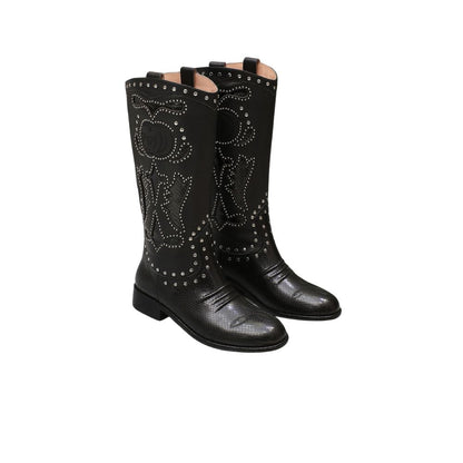 GUCCI WOMEN'S BOOT WITH DOUBLE G AND STUDS BLACK