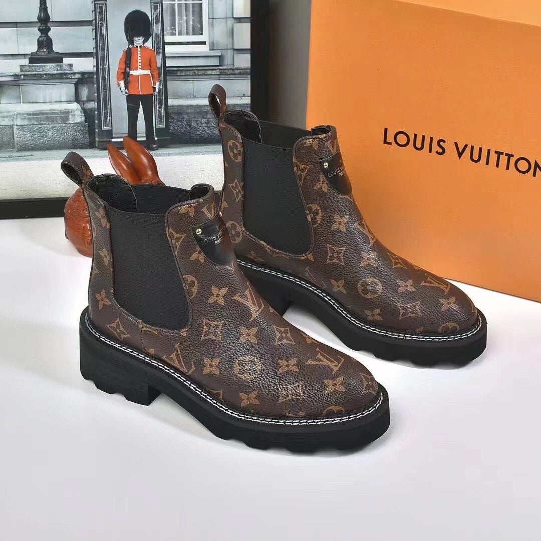 LV LV BEAUBOURG ANKLE BOOTS CACAO BROWN 1A8QCL