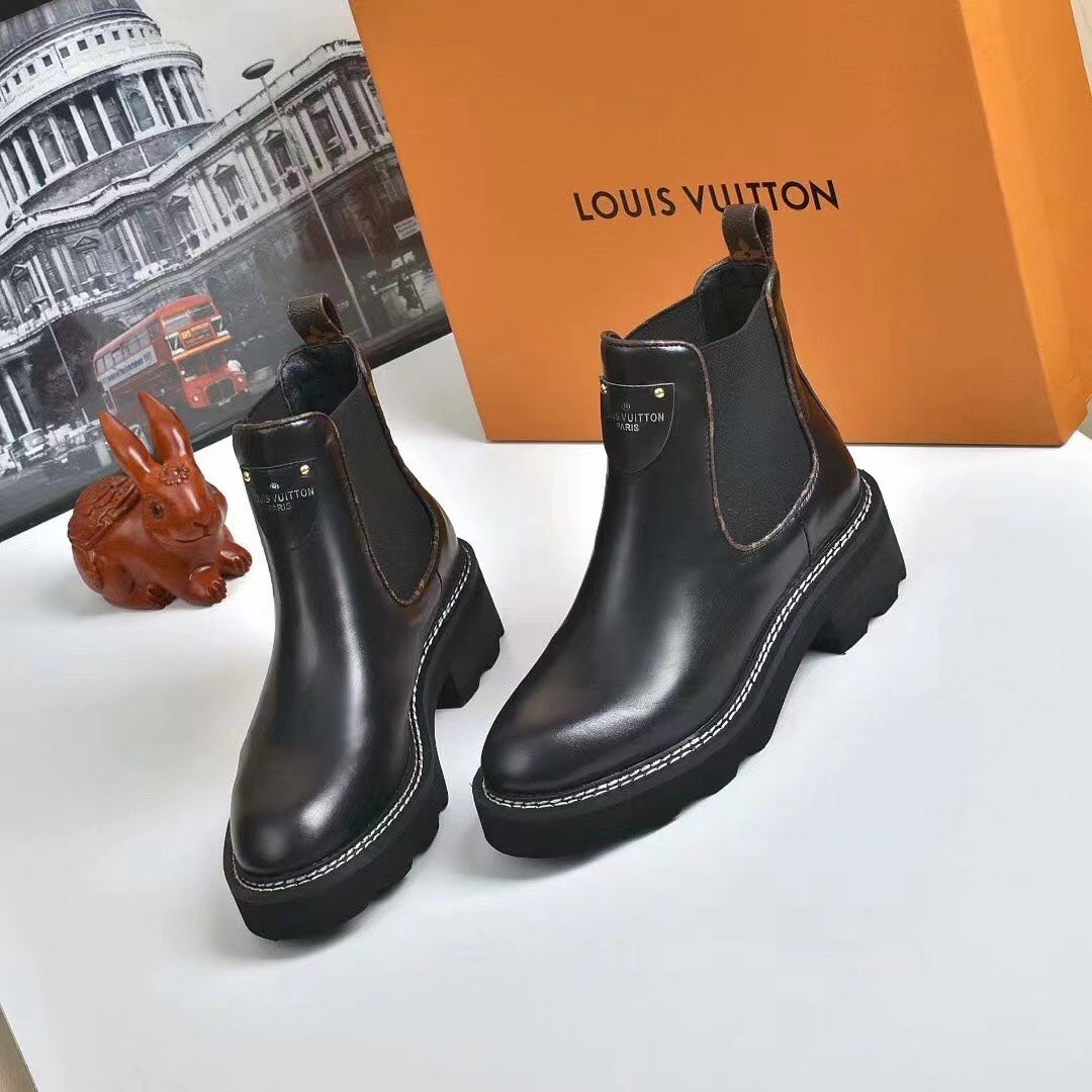 LV LV BEAUBOURG ANKLE BOOTS CALF LEATHER BLACK 1A8949