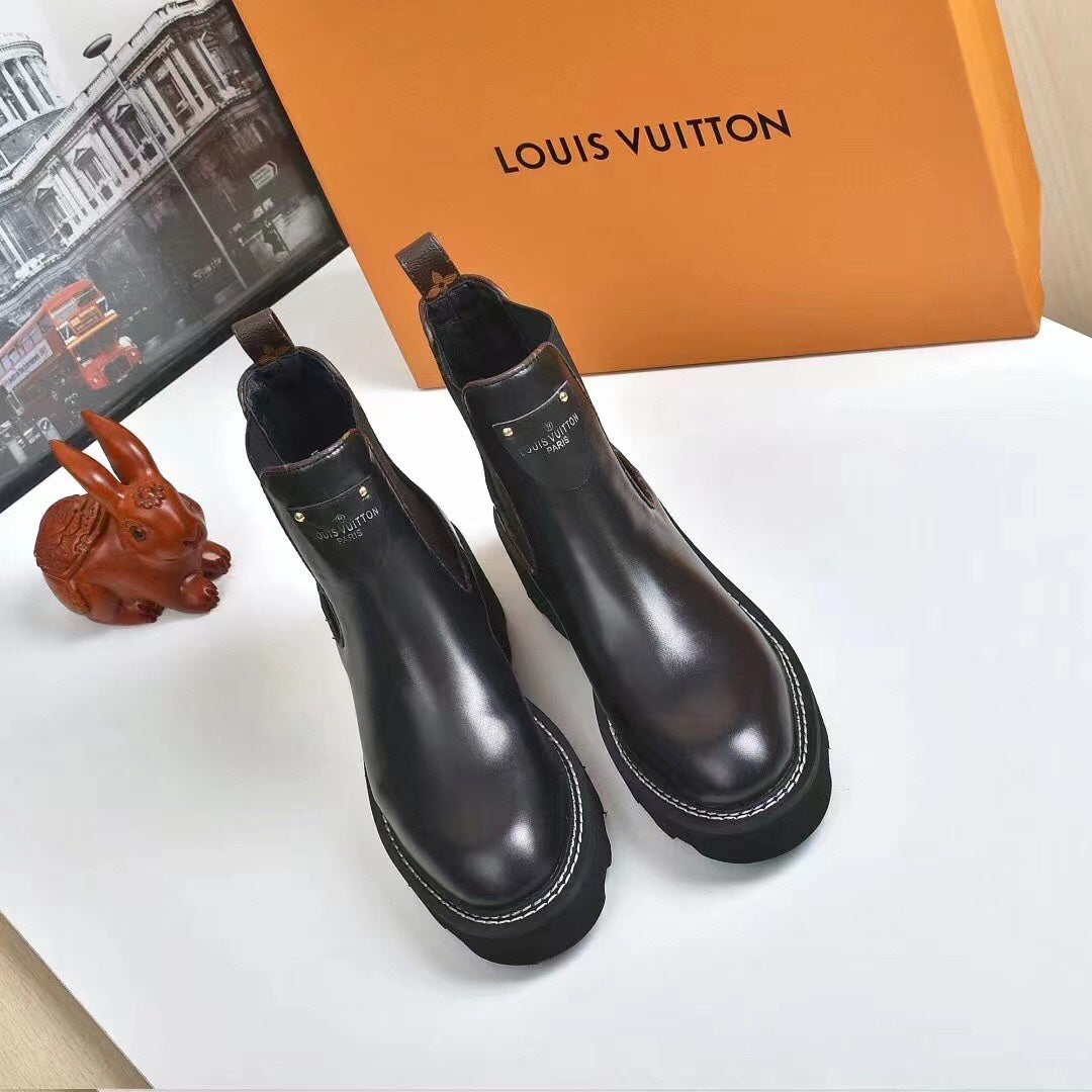 LV LV BEAUBOURG ANKLE BOOTS CALF LEATHER BLACK 1A8949