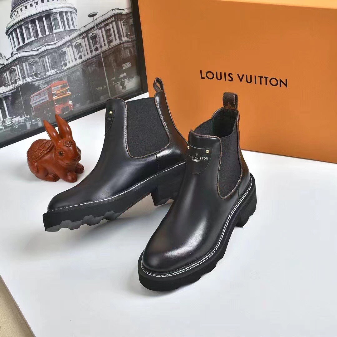 LV LV BEAUBOURG ANKLE BOOTS CALF LEATHER BLACK 1A8949