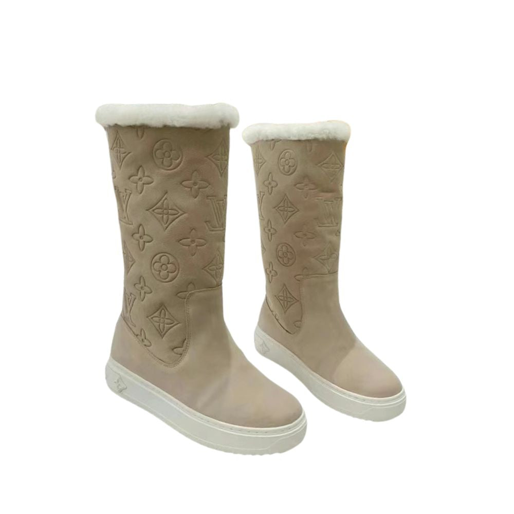 LV SUEDE MONOGRAM BOOTS BEIGE