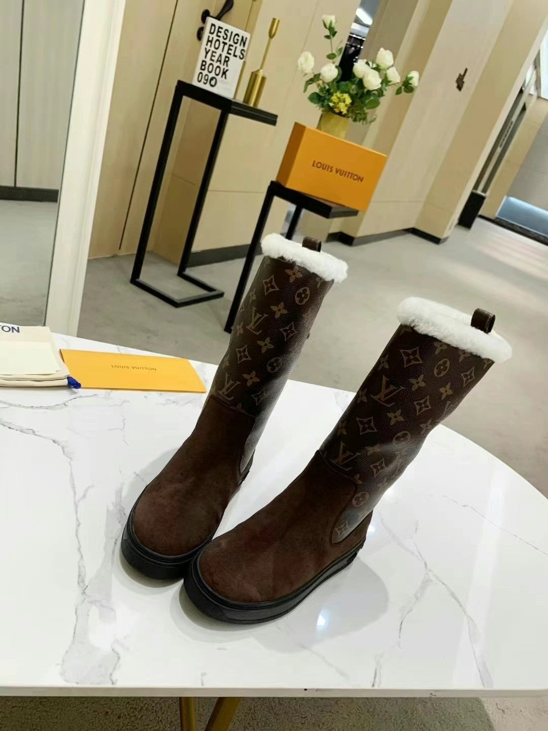 LV SUEDE MONOGRAM BOOTS BROWN