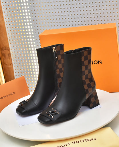 LV SHAKE ANKLE BOOTS BLACK AND BROWN