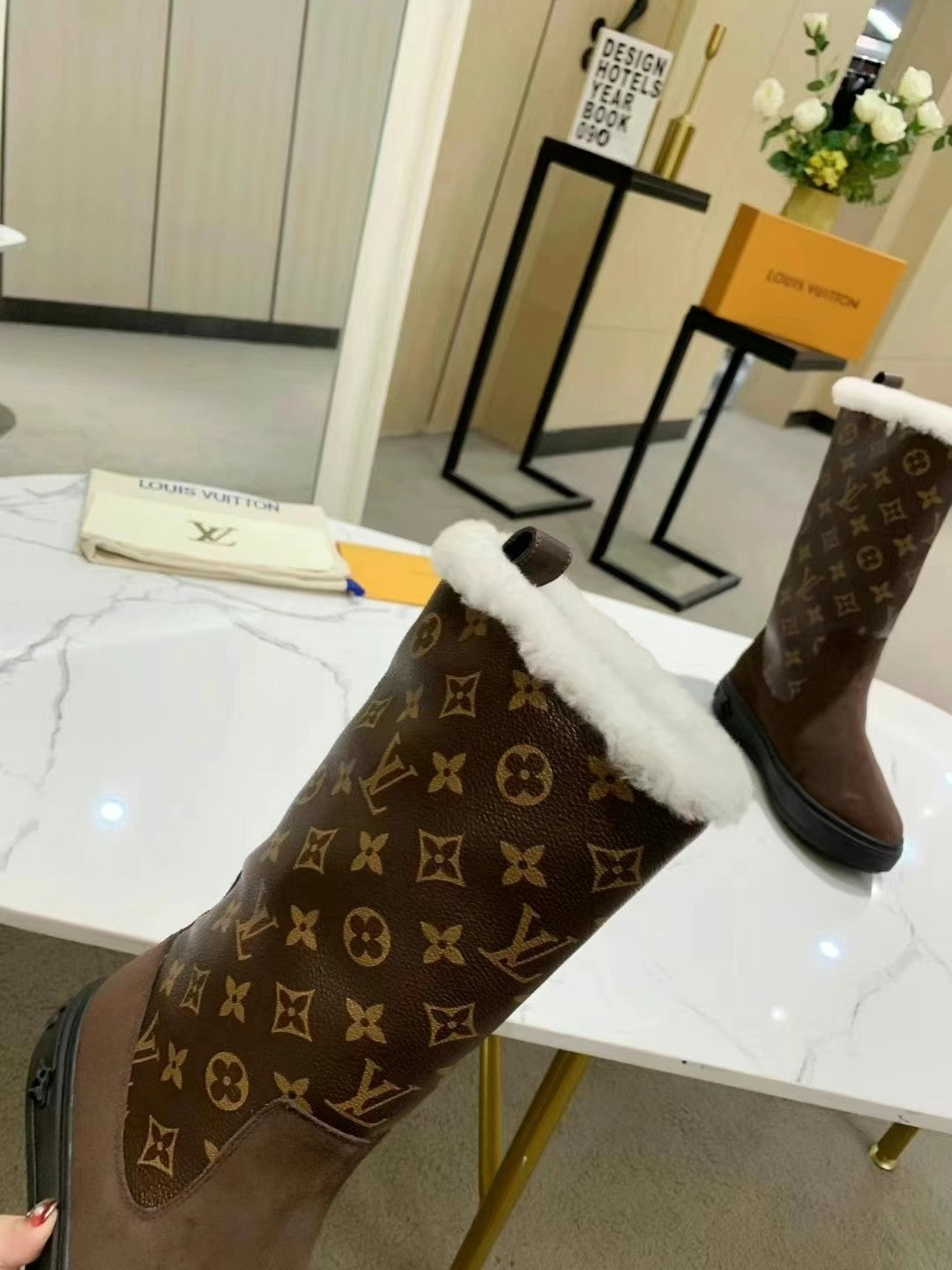 LV SUEDE MONOGRAM BOOTS BROWN