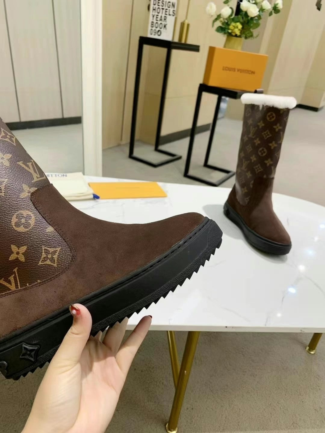 LV SUEDE MONOGRAM BOOTS BROWN