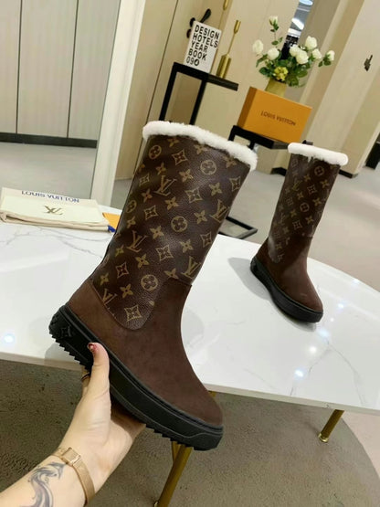 LV SUEDE MONOGRAM BOOTS BROWN