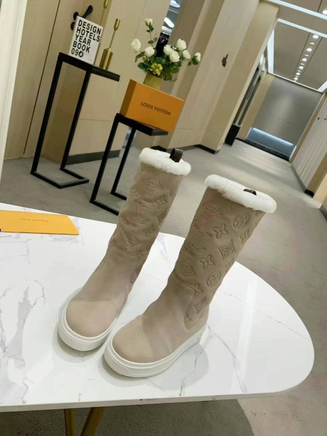 LV SUEDE MONOGRAM BOOTS BEIGE