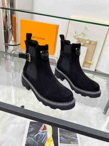 LV LV BEAUBOURG ANKLE BOOT SUEDE IN BLACK 1ACKCJ