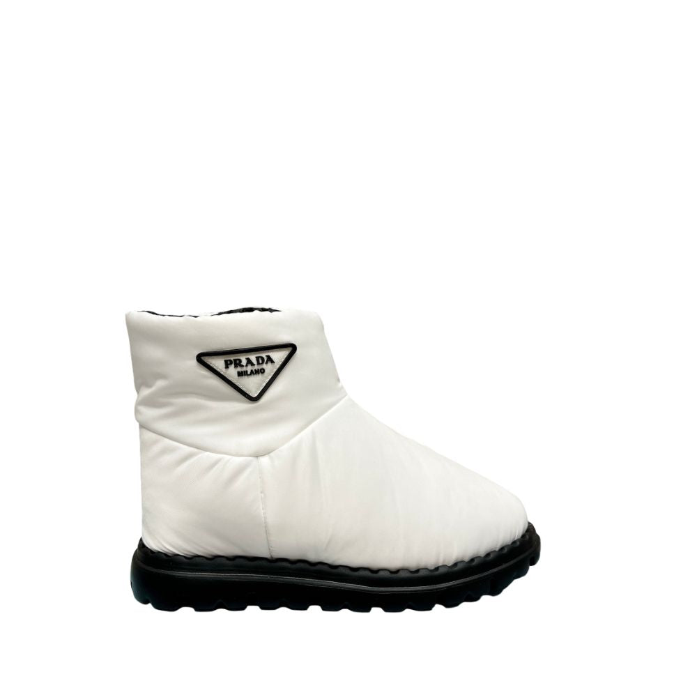 PRADA NYLON FABRIC BOOTIES WHITE