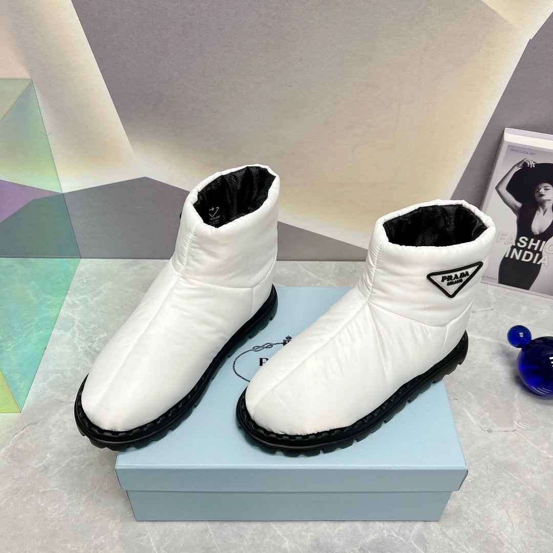 PRADA NYLON FABRIC BOOTIES WHITE