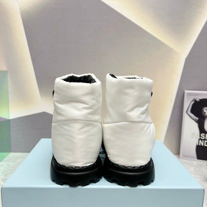 PRADA NYLON FABRIC BOOTIES WHITE