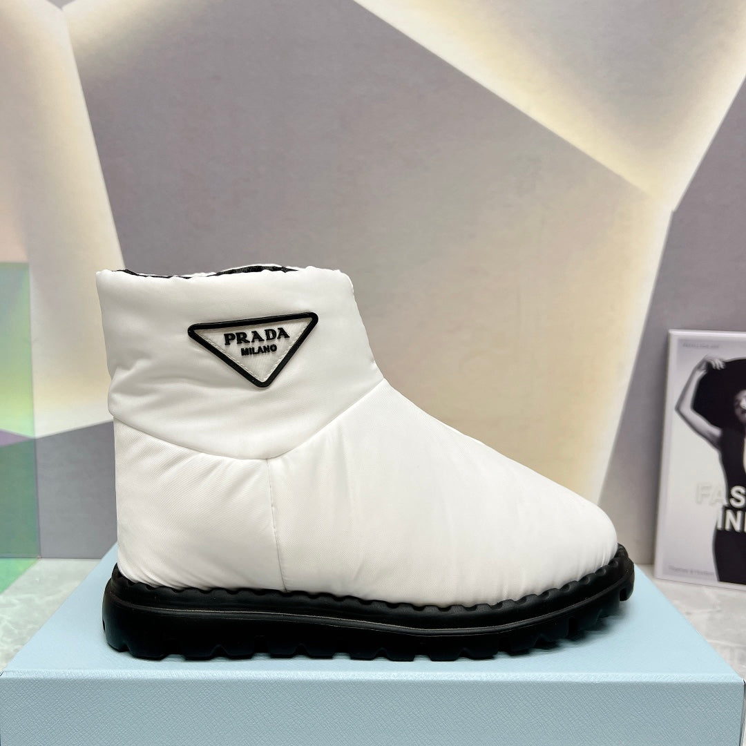 PRADA NYLON FABRIC BOOTIES WHITE