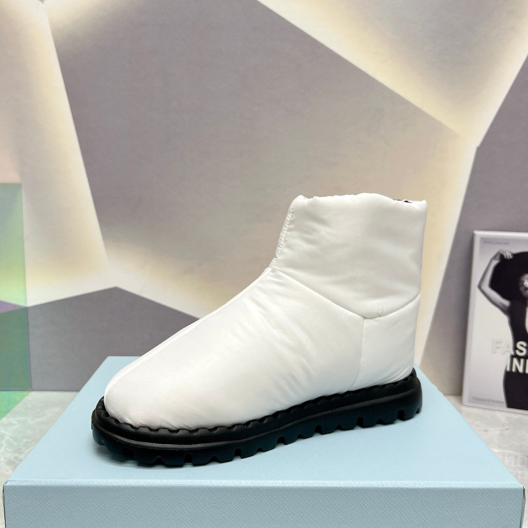 PRADA NYLON FABRIC BOOTIES WHITE