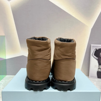 PRADA NYLON FABRIC BOOTIES BROWN