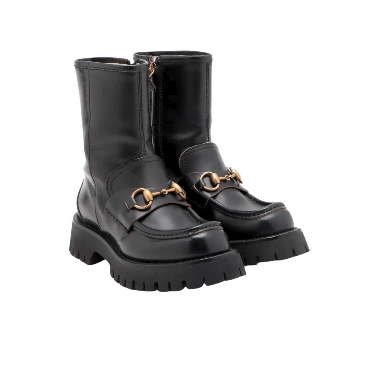 GUCCI HORSEBIT ANKLE BOOTS LEATHER BLACK