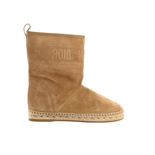 DIOR CALFSKIN SUEDE SHEARLING GRANVILLE ESPADRILLE BOOTS NATURAL