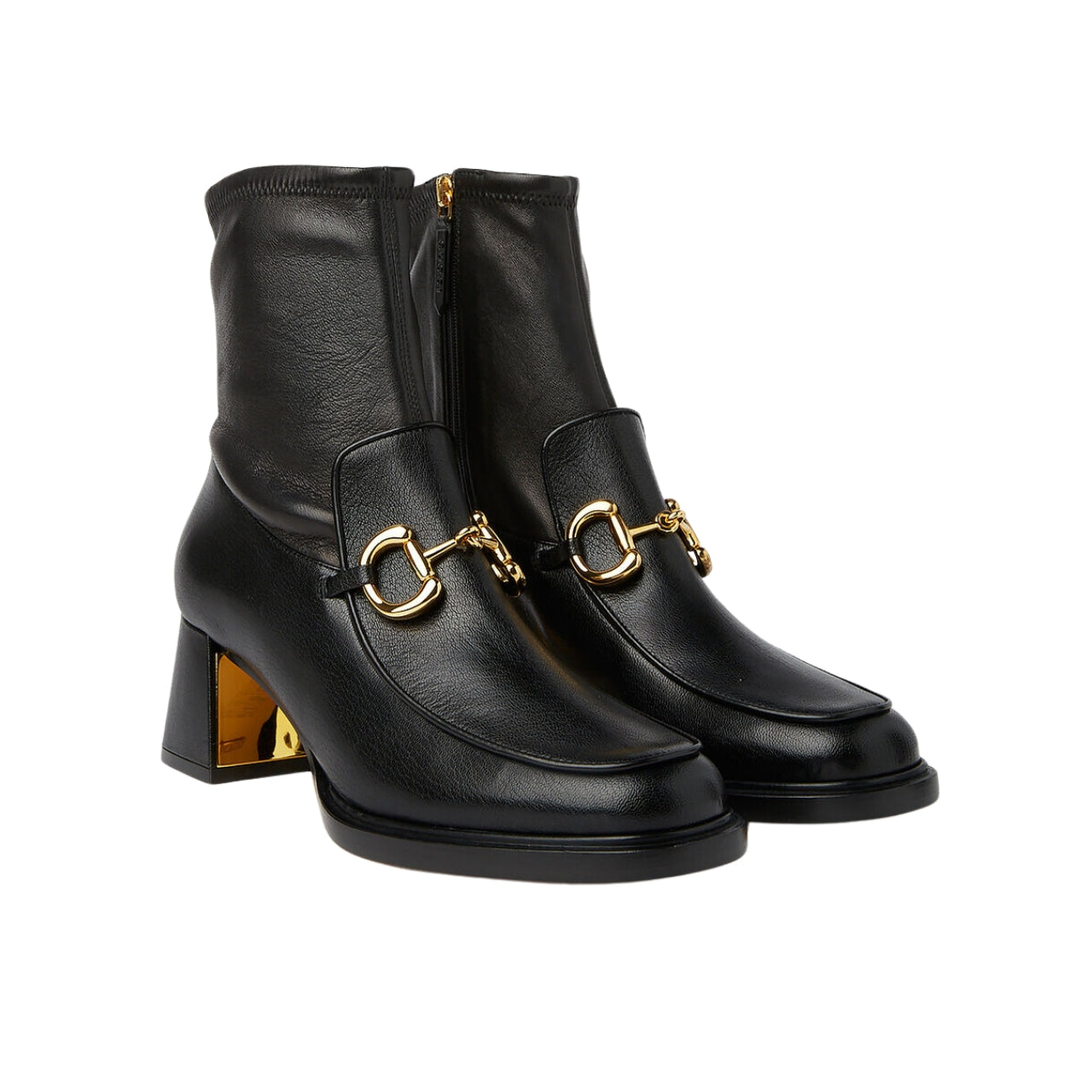 GUCCI HORSEBIT PLAQUE ANKLE BOOTS BLACK 719830 1DO50 1000