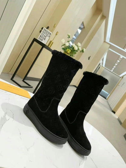 LV SUEDE MONOGRAM BOOTS BLACK