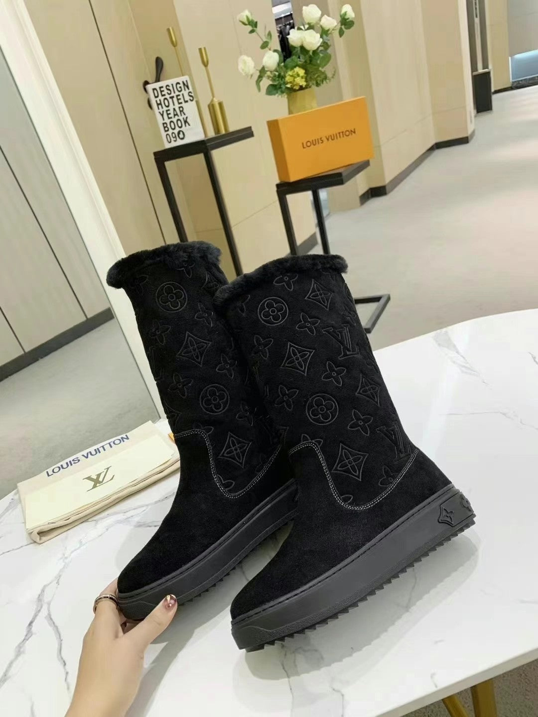 LV SUEDE MONOGRAM BOOTS BLACK