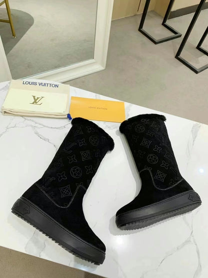 LV SUEDE MONOGRAM BOOTS BLACK