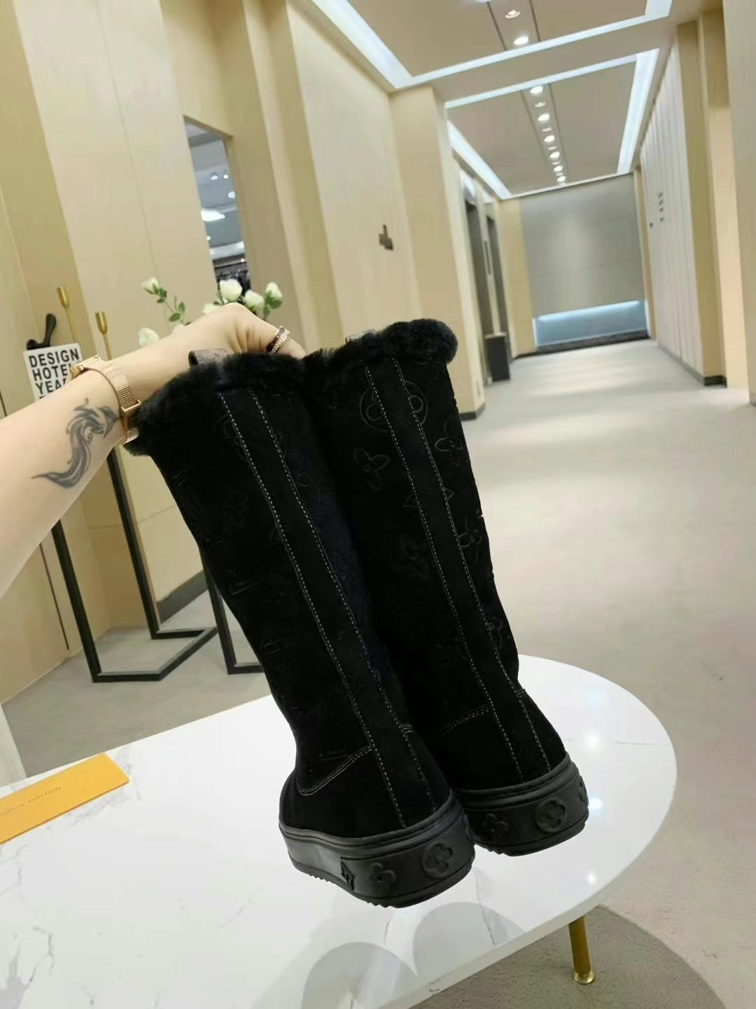 LV SUEDE MONOGRAM BOOTS BLACK