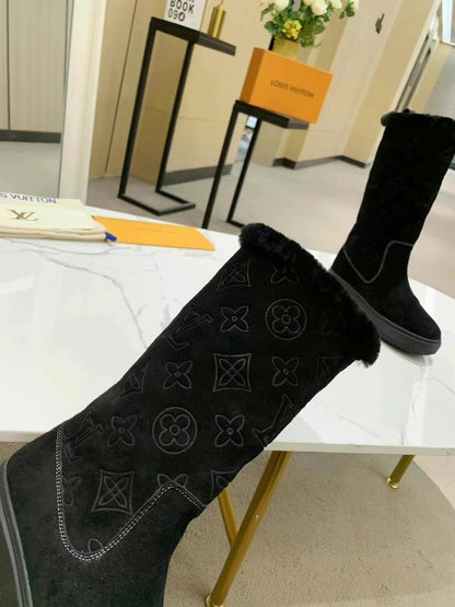 LV SUEDE MONOGRAM BOOTS BLACK